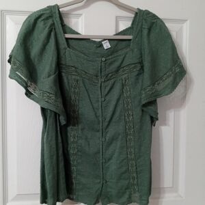Old Navy Green Lace Blouse